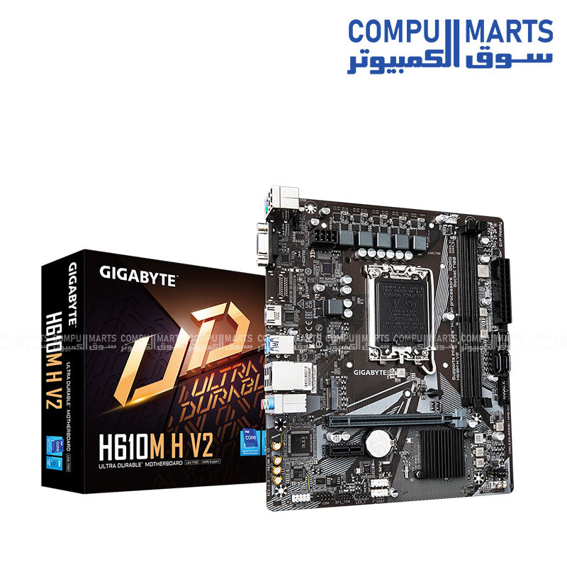 Gigabyte H610M H V2 DDR5 LGA1700 Micro ATX motherboard with PCIe 4.0 M.2 HDMI 2.1