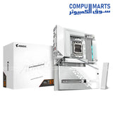 GIGABYTE X870 AORUS STEALTH ICE – White AM5 motherboard – DDR5 OC 8200+ MT/s – PCIe 5.0 x16 – Wi‑Fi 7 & 5 GbE LAN – 4× M.2 SSD slots
