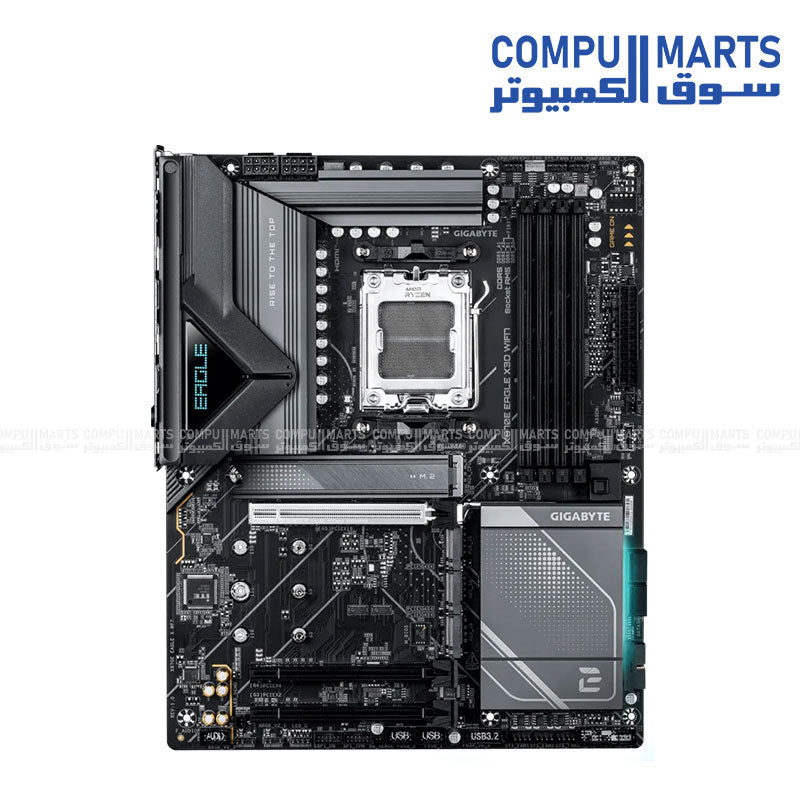 X870E EAGLE X3D WIFI7 motherboard featuring USB4 Type-C, HDMI, Bluetooth 5.4, and Qualcomm Wi-Fi 7