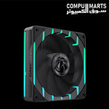 TORNADO T12 ARGB black fan with 24 outer lighting LEDs and customizable rubber gasket