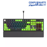 Gaming KB926L Mechanical Gaming Keyboard Blue Switch RGB 100% Wired Black Green