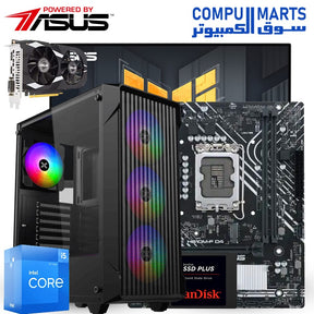 Gaming PC Build – Intel Core i5-12400F, ASUS H610M-F D4 Motherboard, NVIDIA GeForce RTX 3050 6GB, 16GB RAM, 240GB SSD, Sky Wave Case, ASUS TUF VG249QE5A Gaming Monitor – High Performance Gaming Desktop in Egypt