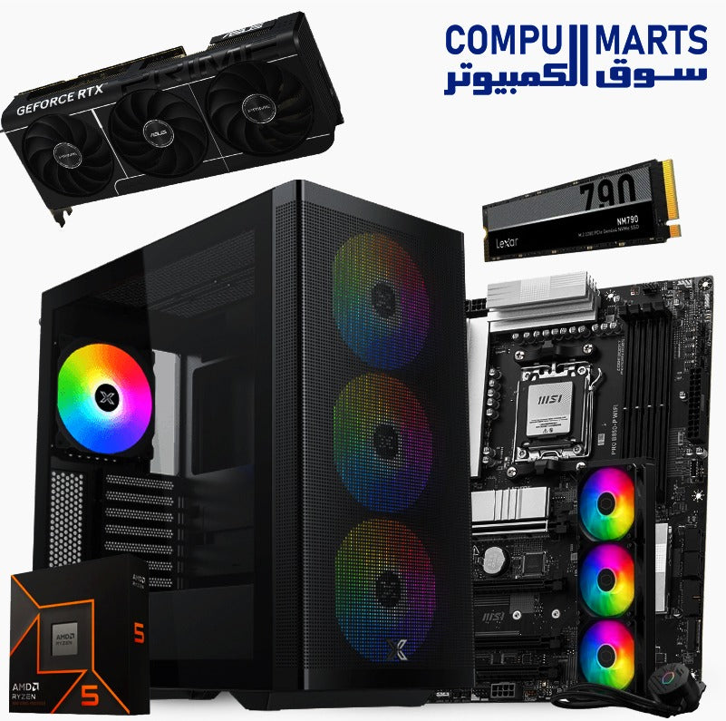 Gaming PC Bundle – Ryzen 5 9600X, RTX 5080 16GB, MSI B850 WiFi, 32GB DDR5, 1TB NVMe, Cooler Master 360 AIO, Xigmatek Osiris Case + 1000W PSU 