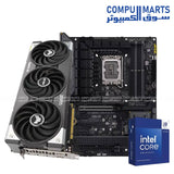 حزمة كمبيوتر ألعاب – معالج إنتل كور ألترا 7 265KF، بطاقة رسوميات RTX 5070 سعة 12 جيجابايت، ذاكرة وصول عشوائي DDR5 سعة 32 جيجابايت، محرك أقراص NVMe سعة 1 تيرابايت، نظام تبريد سائل، مصدر طاقة 750 واط معتمد بتقنية Gold، علبة كمبيوتر متوسطة الحجم بيضاء.