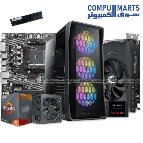 Gaming PC Bundle – Ryzen 5 4500, MSI A520M, 16GB DDR4, 240GB SSD, Antec NX360 ARGB, RTX 3060 or RTX 3050 – Egypt