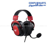 GameNote H2002D Gaming Headset Black & Red – Front View