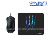 Havit Gamenote MS1037CM RGB LED Macro 7200 DPI Gaming Mouse with Mouse Pad Combo Wired USB 7 Programmable Buttons RGB Lighting