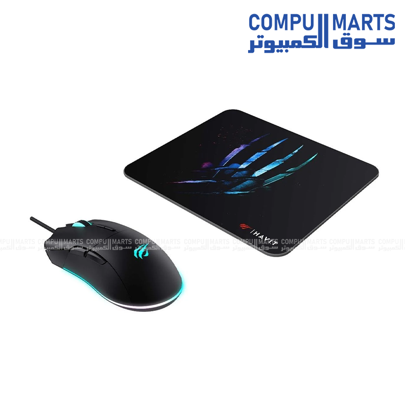 Havit Gamenote MS1037CM RGB LED Macro 7200 DPI Gaming Mouse with Mouse Pad Combo Wired USB 7 Programmable Buttons RGB Lighting