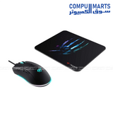 Havit Gamenote MS1037CM RGB LED Macro 7200 DPI Gaming Mouse with Mouse Pad Combo Wired USB 7 Programmable Buttons RGB Lighting