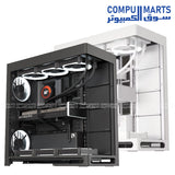 HAVN HS 420 mid‑tower PC case in white, dual‑chamber design with panoramic UniSheet tempered glass and SimpliCable cable management
