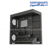 HAVN HS 420 VGPU mid‑tower PC case in white, vertical GPU mount, dual‑chamber airflow, UniSheet curved tempered glass, SimpliCable cable management – Egypt.
