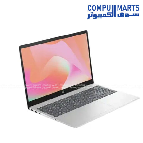 HP 15-FD0531NIA in Natural Silver featuring Intel UHD Graphics, DOS, and a full-size backlit keyboard