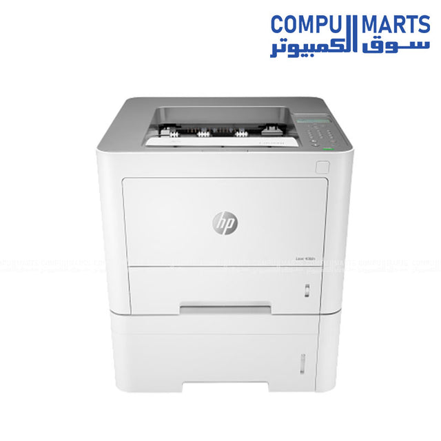 HP Laser 408dn monochrome laser printer front view 40ppm duplex