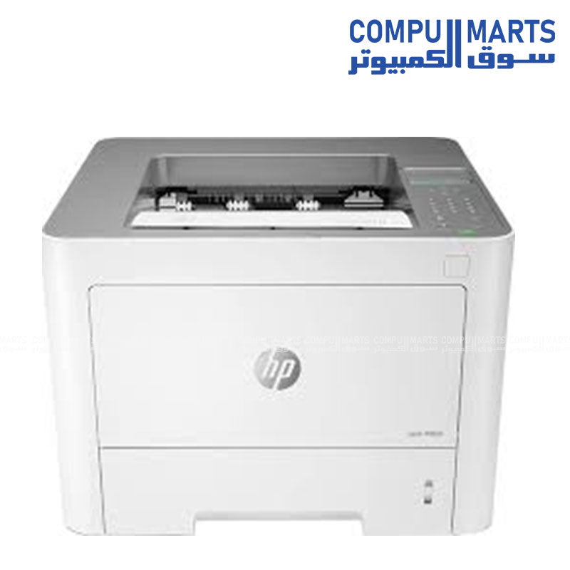 HP Laser 408dn monochrome laser printer front view 40ppm duplex