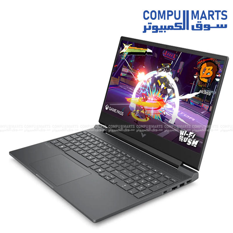 HP Victus 15-r1042ne gaming laptop with Intel Core i7-14700HX processor, NVIDIA GeForce RTX 4050 6GB graphics card, 16GB RAM, 512GB SSD storage, and 15.6-inch Full HD 144Hz display.