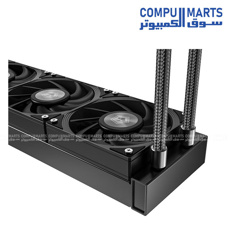 360mm AIO cooler with 3 included 120mm fans hydraulic bearing and PWM connector for efficient airflow control