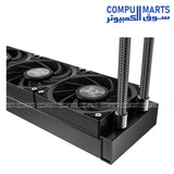 360mm AIO cooler with 3 included 120mm fans hydraulic bearing and PWM connector for efficient airflow control