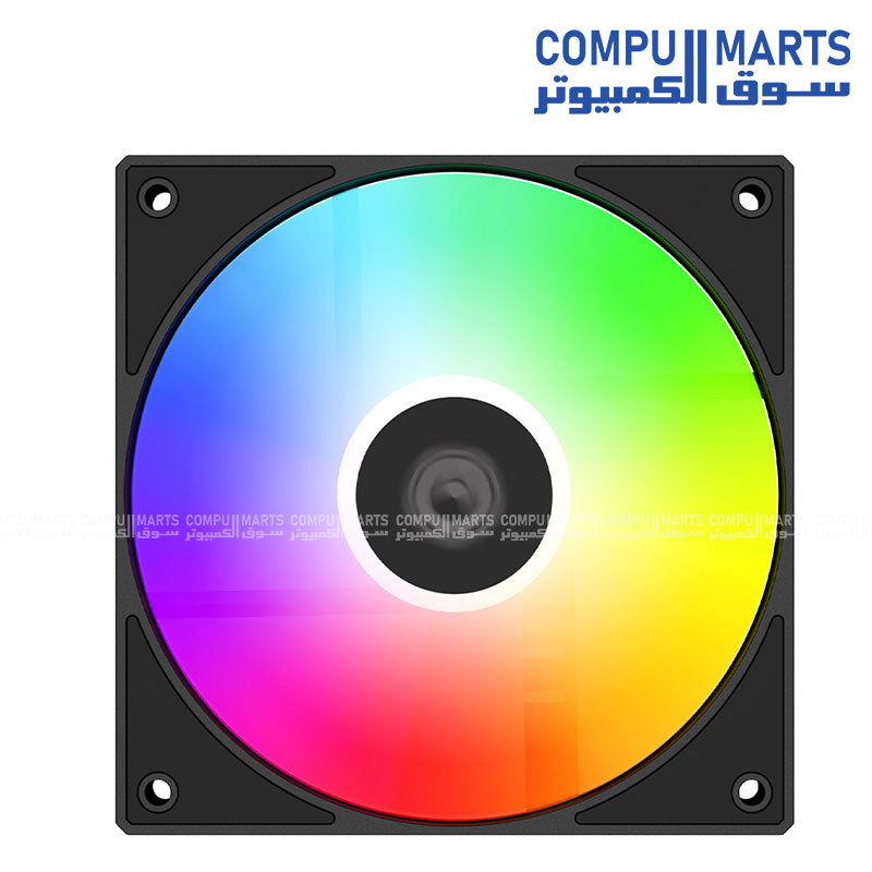 ID-COOLING AS-120-ARGB-K ARGB PWM 120mm Case Fan 3 Fans Kit featuring 120×120×25mm dimension, 300±200~2000RPM±10% speed range and 58CFM airflow performance