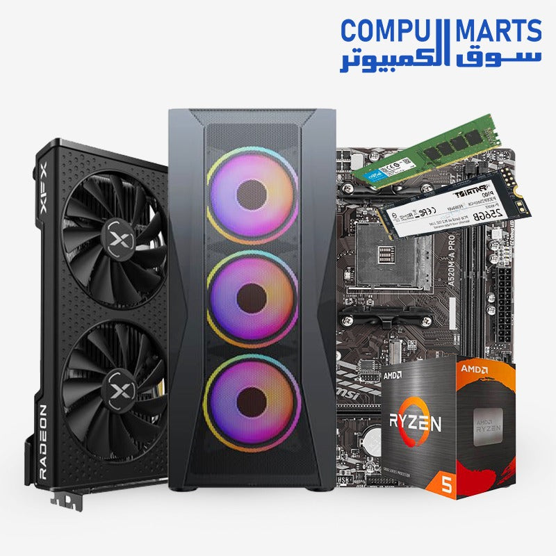 NINJA FLEX #1 AMD Ryzen 5 5500 | MSI PRO A520 | 16GB DDR4 3200MHz | RX 6650 XT / RX 7600 | 256GB NVMe | Xander Velox Extra