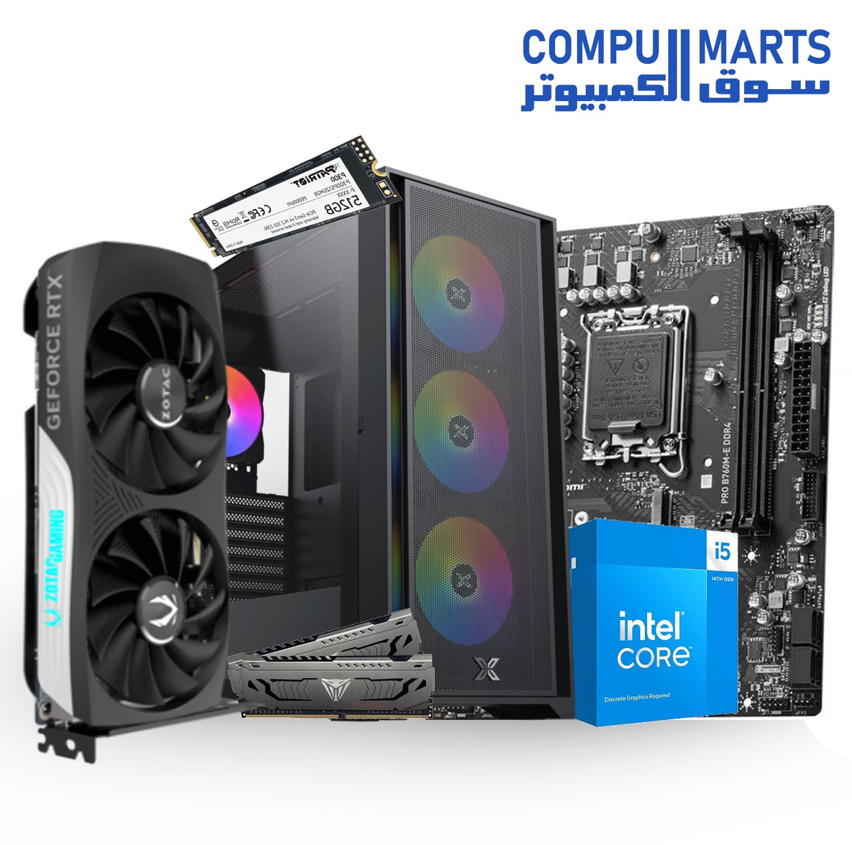 Ninja Flex #3 CORE I5-14400F-MSI PRO B760M-E DDR4-  RTX 4060 & RTX 4060 TI 8GB OR 16GB BUNDLE