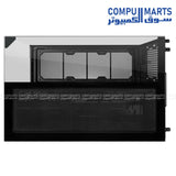 O11VMX Black gaming case with top 360mm or 240mm radiator support, five expansion slots, and removable bottom dust tray