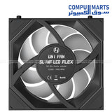 Compumarts Lian Li 12SLIND1F1B fan with LCD FLEX Receiver, 9-Pin USB Cable, and 5V 3-Pin ARGB Cable