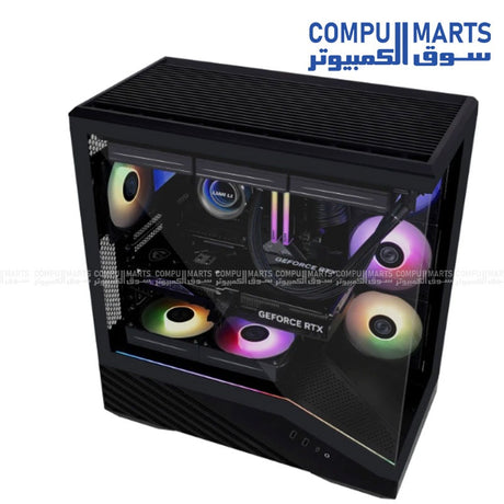 Included 4 ARGB fans and pre-installed GPU support bracket inside the Lian Li Vector V100R case.