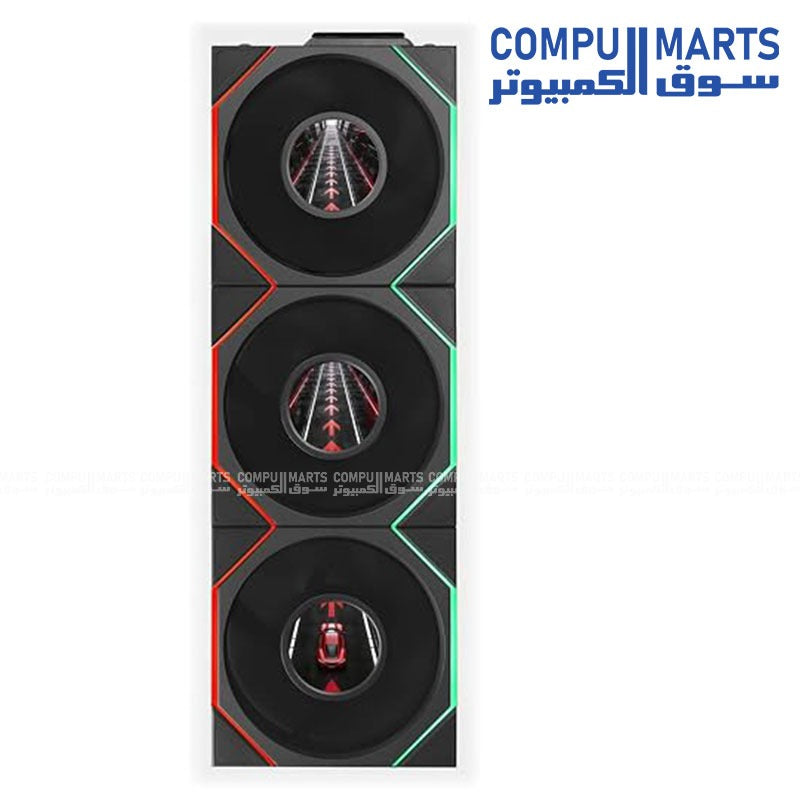 UNI FAN TL LCD 120mm case fan set with three fans, 2600 RPM maximum rotational speed, and 29 Decibels noise level