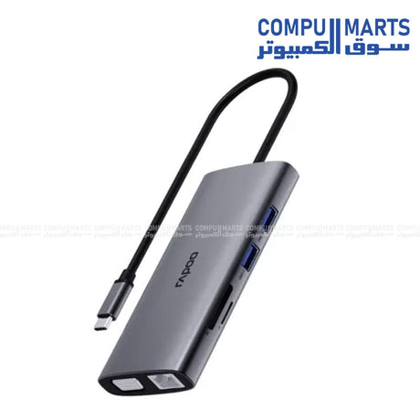 Silver Grey Rapoo docking station for laptops, desktops, monitors and card readers at Compumarts