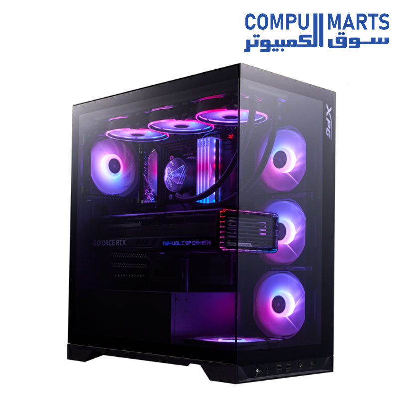 XPG INVADER X Mid-Tower PC Chassis Case + PCIe 4.0 Riser Cable - GPU Holder - Black