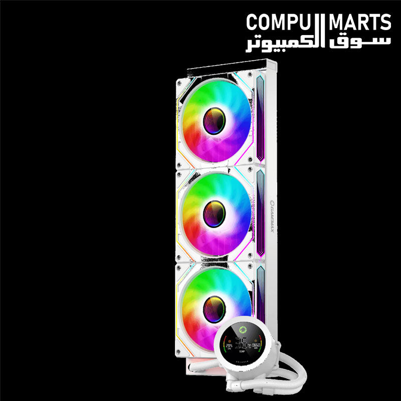 GameMax IceBurg 360 Digital WH triple 120mm ARGB PWM fans