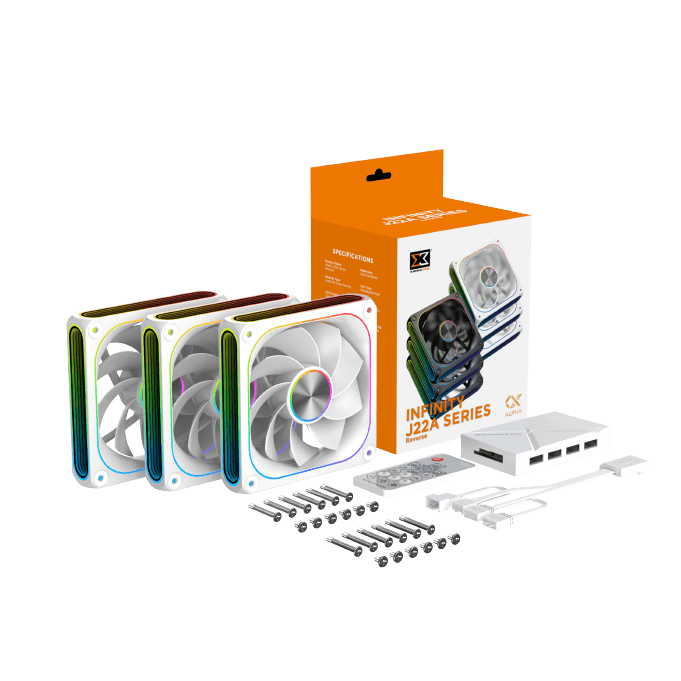 Xigmatek Infinity J22A 120mm ARGB Case Fan with Center Hub & Three Side Infinity LED, Hydro Bearing, 1500 RPM