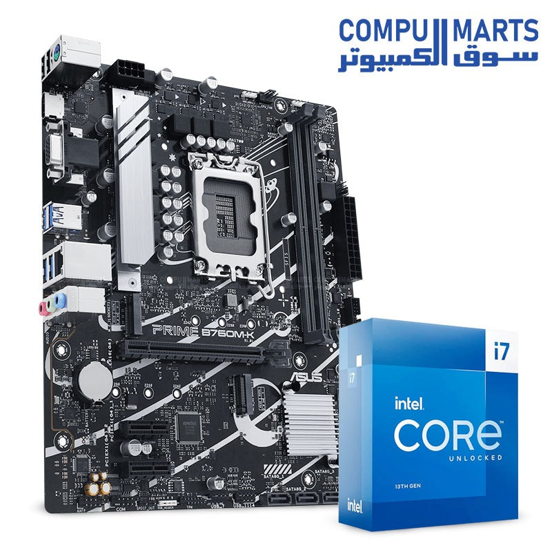 Intel Core i7-13700K Processor & ASUS Prime B760M-K Intel LGA 1700 mATX DDR5 MOTHERBOARD BUNDLE