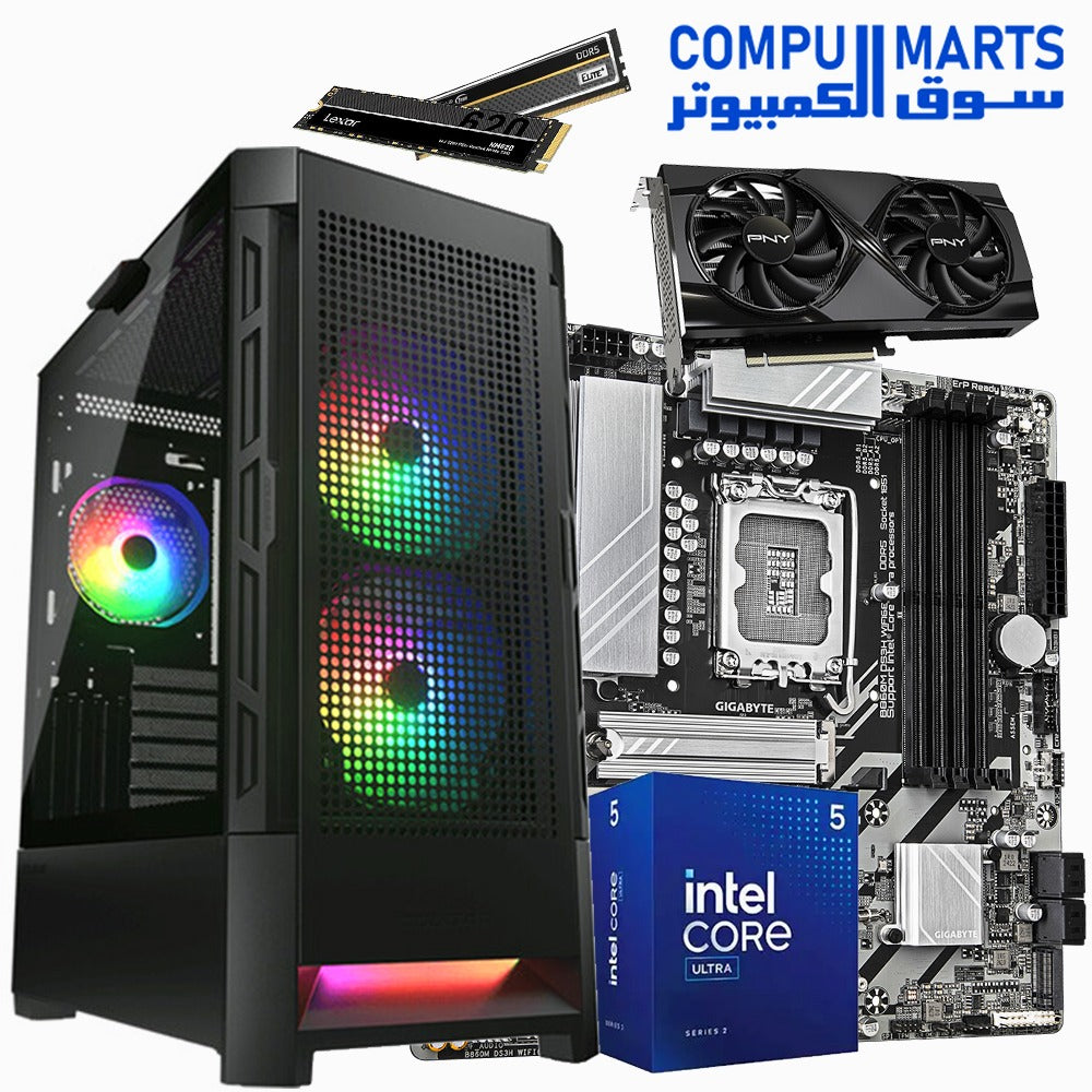 Intel Ultra 5 225F | GIGABYTE B860M DS3H DDR5 | RTX 5060 Ti 16GB | 16GB DDR5 | 512GB NVMe | Cougar Airface RGB | STC600 PSU