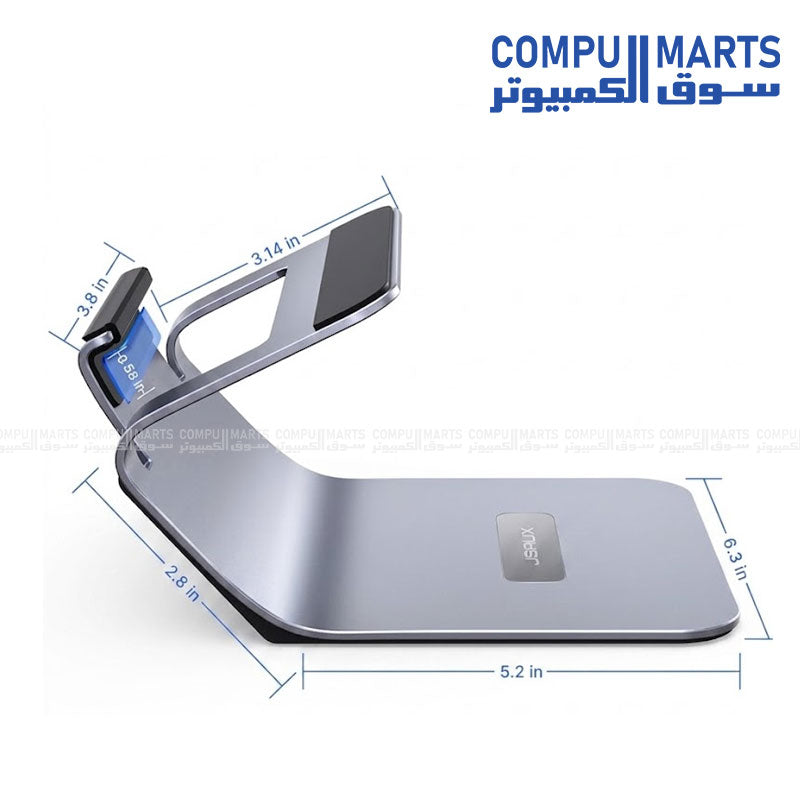 Aluminum alloy laptop and iPad tabletop stand with ergonomic design from JSAUX for desk use