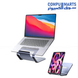 JSAUX Laptop Stand for Desk aluminum 2-in-1 computer riser and tablet stand in black for 10-15.6-inch devices.