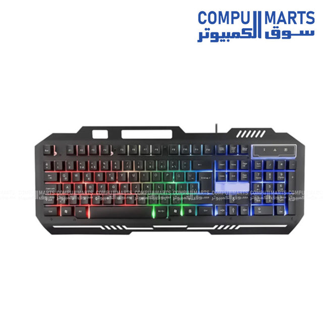 Gamma K512 RGB Metal Gaming Keyboard full view showcasing the metal frame and suspended keycaps available at Compumarts Egypt