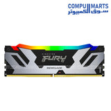 Kingston FURY Renegade RGB 32GB (2x16GB) DDR5 6800MHz CL36 XMP desktop gaming memory kit – high-speed DDR5 RAM with stunning RGB lighting and XMP support for extreme gaming PCs in Egypt.
