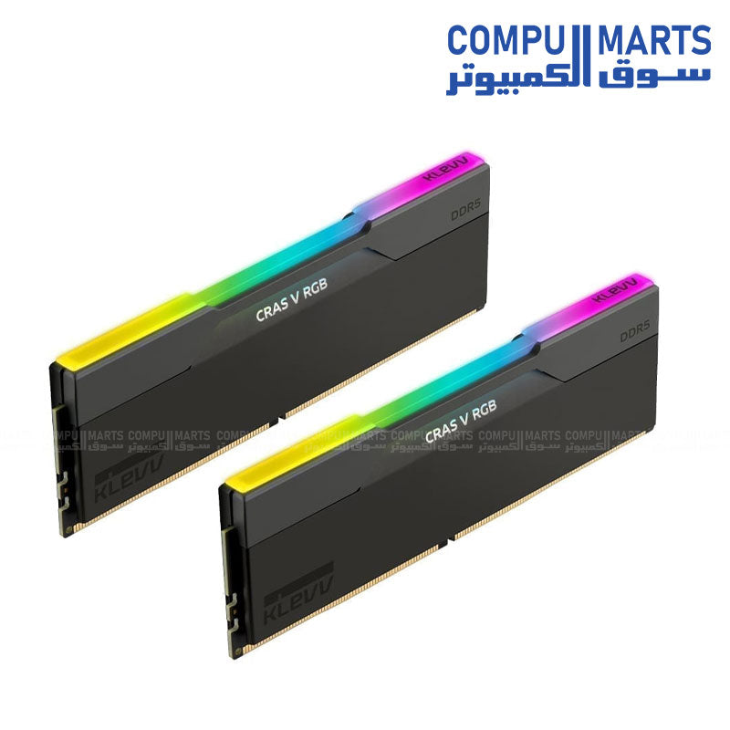 KLEVV CRAS V RGB 32GB DDR5 6400MHz CL32 desktop memory kit with 2x16GB configuration for gaming PCs in Egypt