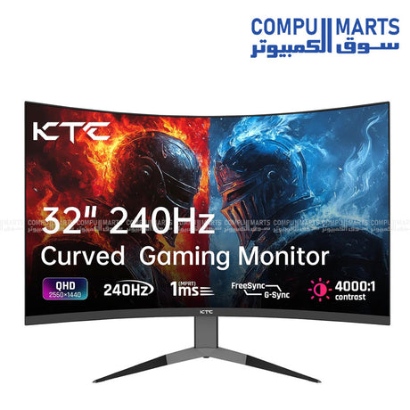 KTC 32 inch curved gaming monitor 240Hz QHD 1440P 1000R design for immersive gameplay