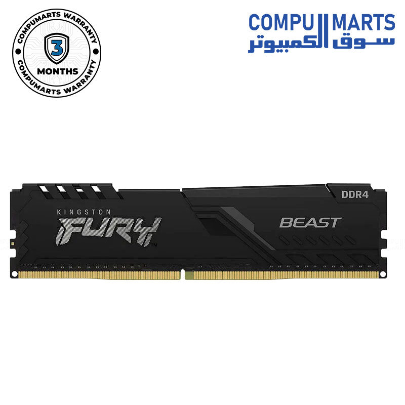 Kingston 8GB  Fury DDR4 3200 Mhz Black PC Memory Module CL 16 egypt
