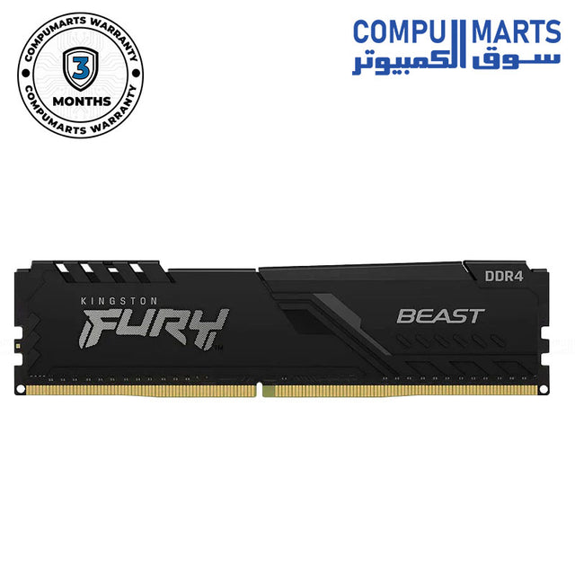 Kingston 8GB  Fury DDR4 3200 Mhz Black PC Memory Module CL 16 egypt
