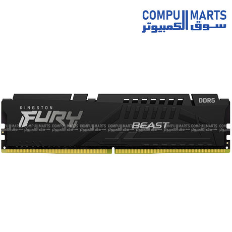 Kingston FURY Beast Black 32GB (2x16GB) DDR5 5600MHz CL40 desktop gaming memory kit with XMP support – high-speed dual channel RAM available in Egypt.
