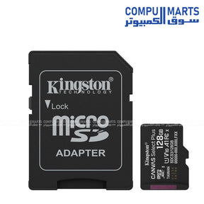 Kingston microSDXC Canvas Select Plus Gen3 128GB / 256GB / 512GB 150MB/s A1 Memory Card with Adapter – Fast Storage for Mobile Devices