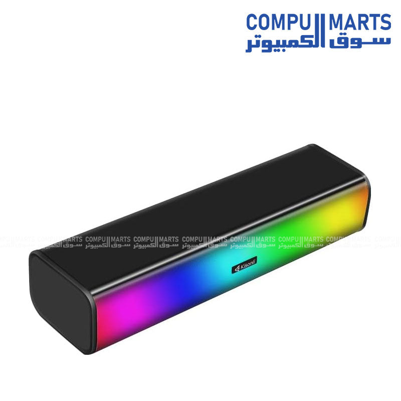 Kisonli i-630 Portable Bluetooth Speaker with RGB Lights, Heavy Bass, USB & FM Radio