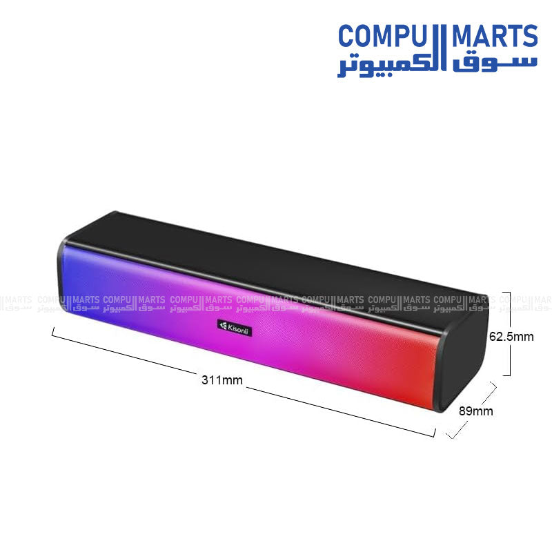 Kisonli i-630 Portable Bluetooth Speaker with RGB Lights, Heavy Bass, USB & FM Radio