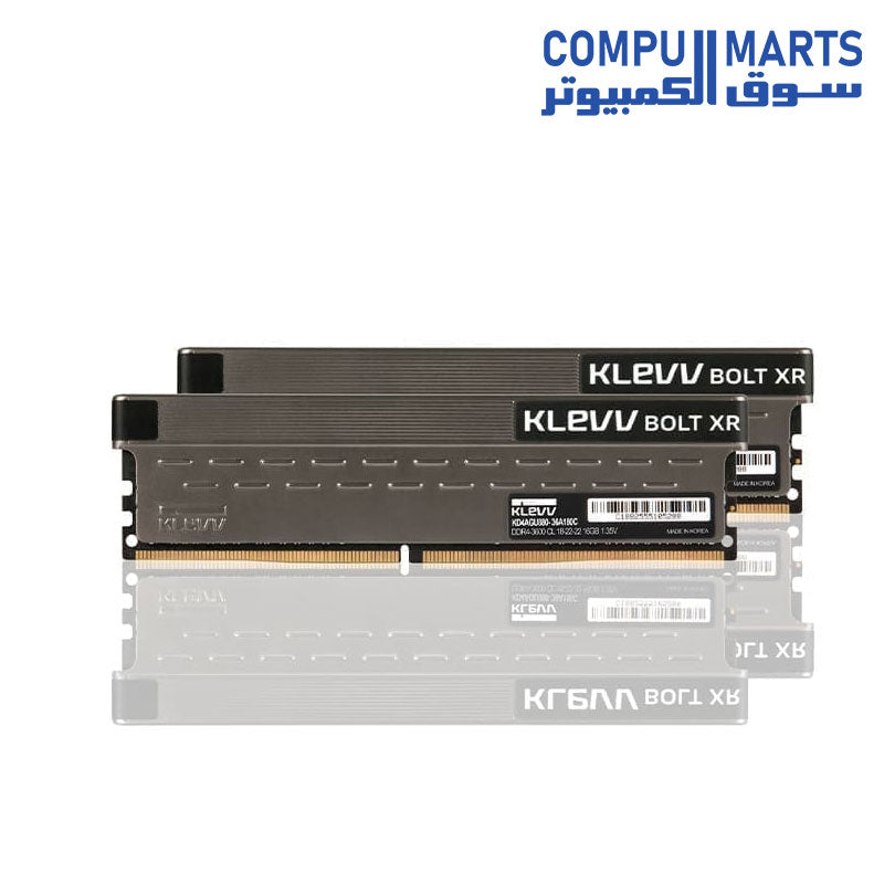 KLEVV Bolt XR 16GB (2x8GB) DDR4 4000MHz CL19 Desktop Memory Kit with XMP 2.0 Aluminum Heat Spreader Grey