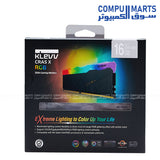 Klevv Cras X RGB 16GB 2x8GB DDR4 3600MHz Desktop Memory with CL18 timing, DDR4 Unbuffered DIMM format, and Intel XMP 2.0 support available in Egypt