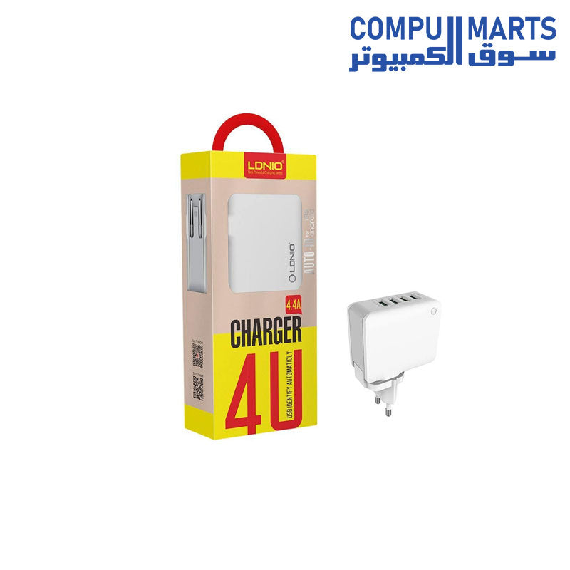 LDNIO-_-A4403-4USB-Fast-Charger-with-Type-C-Cable