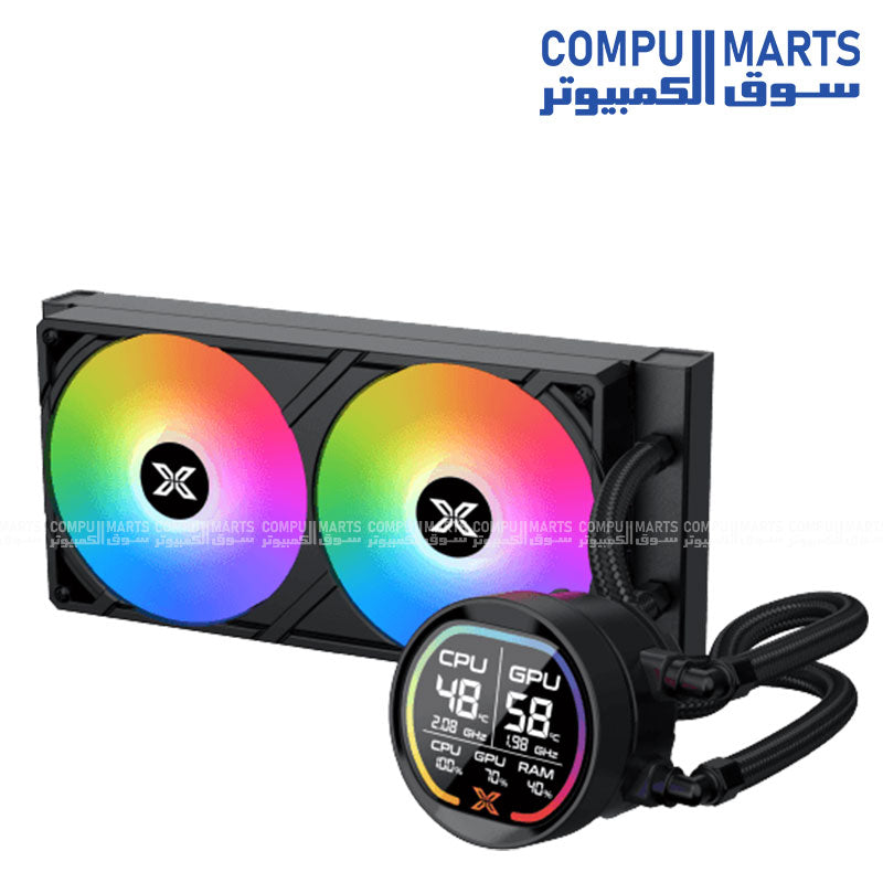 LK Pro 240 Digital – AIO Liquid CPU Cooler – Xigmatek – 240mm Radiator ARGB Fans LCD Display